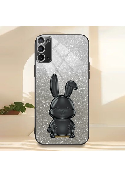 Samsung Galaxy NOTE20 5G/NOTE20 Kılıfı Için Glitter Toz Tavşan Dekor Telefon Kılıfı, Gizli Kickstand-Siyah (Yurt Dışından) fiyatları