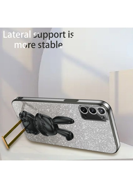 Samsung Galaxy NOTE20 5G/NOTE20 Kılıfı Için Glitter Toz Tavşan Dekor Telefon Kılıfı, Gizli Kickstand-Siyah (Yurt Dışından) fırsatları