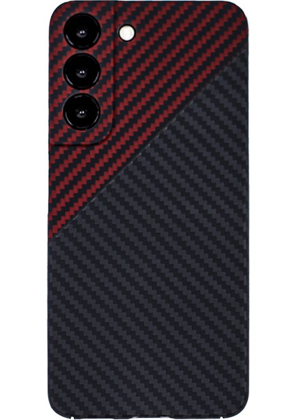 Samsung Galaxy S23+ Cep Telefonu Kılıfı Için 1500D Kaba Doku Renk Ekleme Aramid Elyaf Hassas Lens Kesme Kapağı-Kırmızı + Siyah (Yurt Dışından)