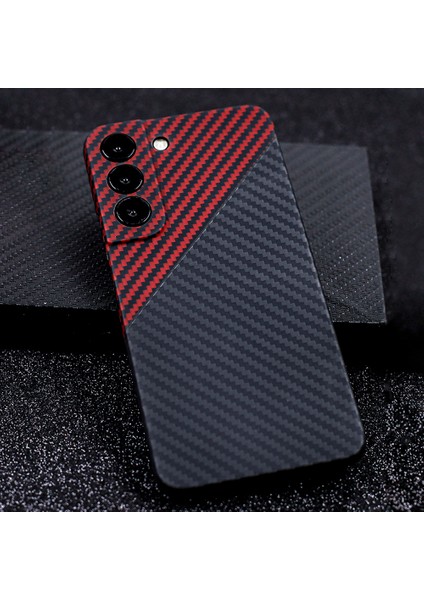 Samsung Galaxy S23+ Cep Telefonu Kılıfı Için 1500D Kaba Doku Renk Ekleme Aramid Elyaf Hassas Lens Kesme Kapağı-Kırmızı + Siyah (Yurt Dışından) fırsatları