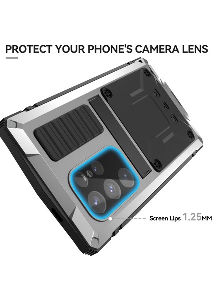 Samsung Galaxy S24 Ultra Telefon Kılıfı Kickstand-Gümüş ile Tam Koruma Kapağı (Yurt Dışından) modelleri