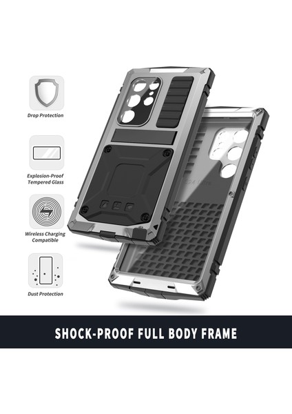 Samsung Galaxy S24 Ultra Telefon Kılıfı Kickstand-Gümüş ile Tam Koruma Kapağı (Yurt Dışından) indirimleri