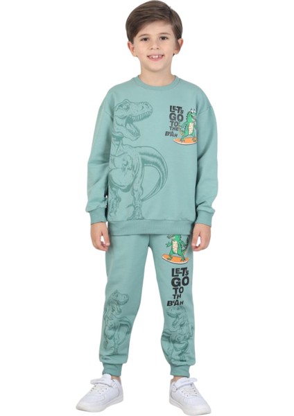 Erkek Çocuk Dinozor Baskılı Pijama Takımı Iki Iplik Eşofman Takımı Okul Ikili Takım modelleri