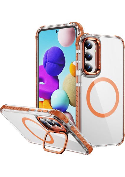Samsung Galaxy S23 Fe Kılıfı Lens Destekli Drop-Proof Telefon Kapağı Magsafe-Orange ile Uyumlu (Yurt Dışından)