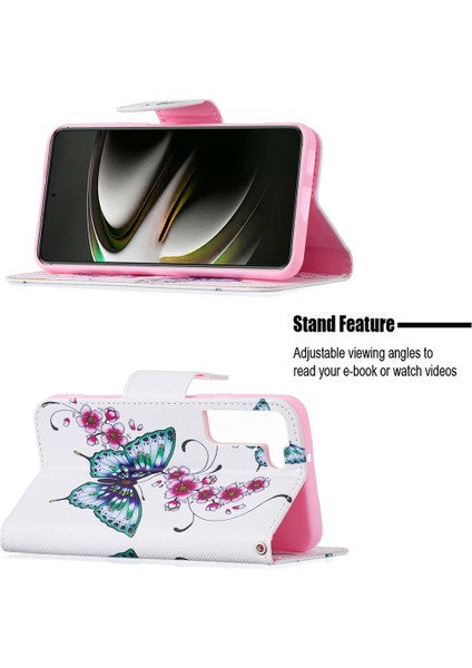 Desen Baskı Pu Deri Flip Case Stand Manyetik Kapatma Koruyucu Cüzdan Samsung Galaxy S22 5g-Şeffaf Çiçeği ve Çiçek Için (Yurt Dışından) fiyatları