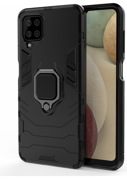 Samsung Galaxy A12 Için Cool Guard Pc+Tpu Hibrid Telefon Kılıfı Cep Telefonu Kapak Ring Kickstand-Black (Yurt Dışından) fiyatları