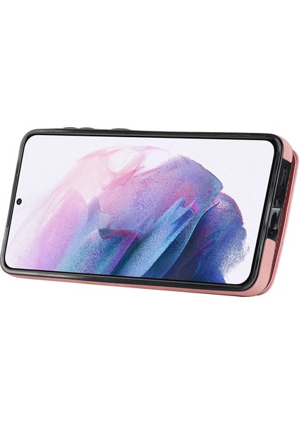 Samsung Galaxy S21+ 5g Kılıf Için Rfıd Engelleme Pu+ Kart Yuvalı Tpu Telefon Kapağı-Pembe (Yurt Dışından) modelleri