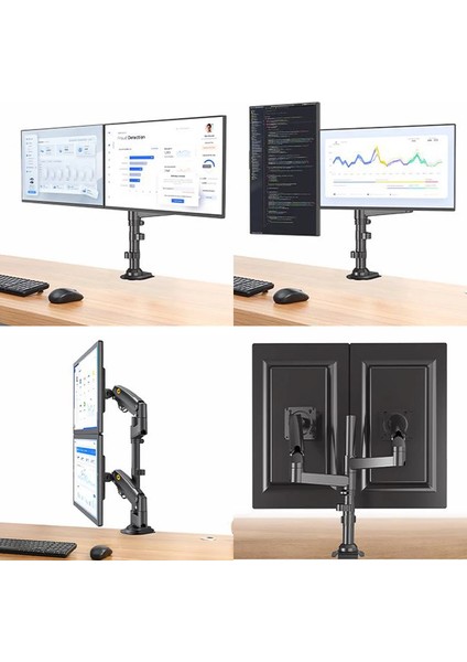 North Bayou Nb H180 17 "-27" Inç Amortisörlü Çift Kol Profesyonel Monitör Tutucu Stand 2-12 kg fiyatları
