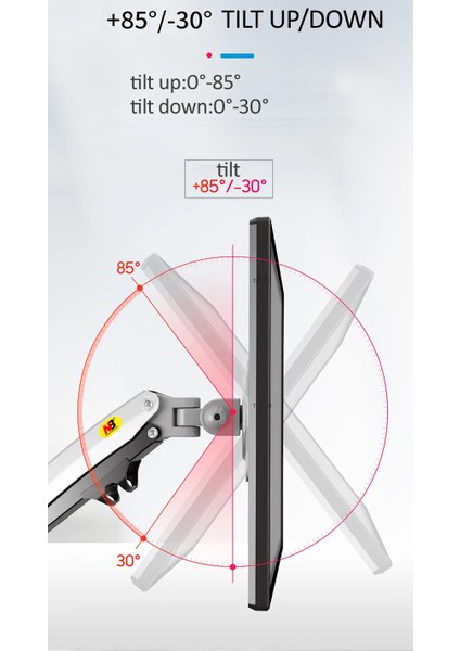 North Bayou Nb H180 17 "-27" Inç Amortisörlü Çift Kol Profesyonel Monitör Tutucu Stand 2-12 kg fırsatları