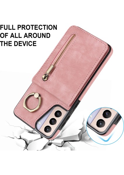 Samsung Galaxy S21+ 5g Kılıf Için Rfıd Engelleme Pu+ Kart Yuvalı Tpu Telefon Kapağı-Pembe (Yurt Dışından) indirimleri