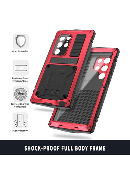 Samsung Galaxy S24 Ultra Telefon Kılıfı Kickstandlı Tam Koruma Kapağı-Kırmızı (Yurt Dışından) indirimleri