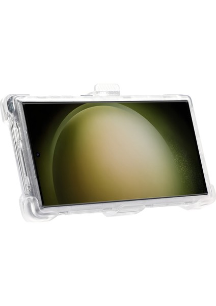 Samsung Galaxy S24 Ultra Slayt Kemer Kılıfı Kılıf Kickstand Mat Pc + Tpu Cep Telefonu Kapağı-Şeffaf Safir (Yurt Dışından) fiyatları
