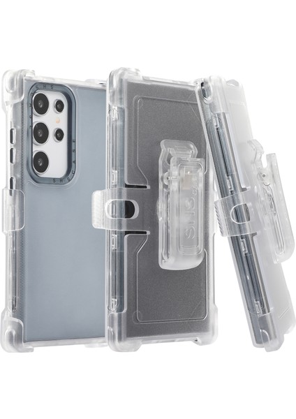 Samsung Galaxy S24 Ultra Slayt Kemer Kılıfı Kılıf Kickstand Mat Pc + Tpu Cep Telefonu Kapağı-Şeffaf Safir (Yurt Dışından) indirimleri