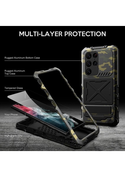 Samsung Galaxy S24 Ultra Kickstand Telefon Kılıfı Için Askeri Sınıf Darbeye Dayanıklı Kapak-Kamuflaj (Yurt Dışından) modelleri