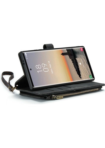 Samsung Galaxy S24 Ultra Kılıf 10 Kart Yuvaları Telefon Kapağı Fermuar Nakit Cep-Siyah (Yurt Dışından) fırsatları