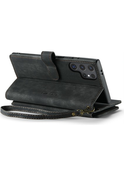 Samsung Galaxy S24 Ultra Kılıf 10 Kart Yuvaları Telefon Kapağı Fermuar Nakit Cep-Siyah (Yurt Dışından) indirimleri