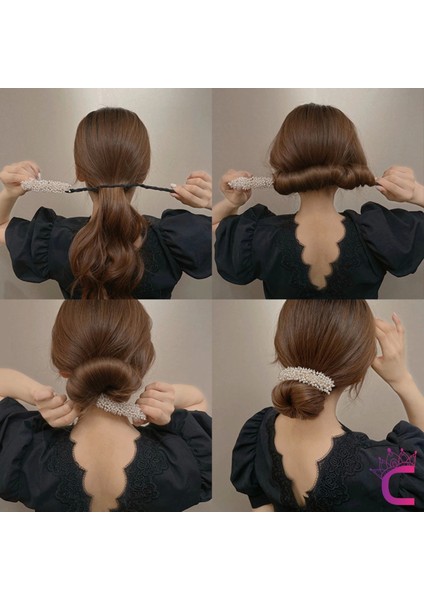 Zarif Incili Taşlı Kadın Kolay Saç Topuz Tokası - Sihirli Şekil Alabilen Telli Topuz Tokası modelleri