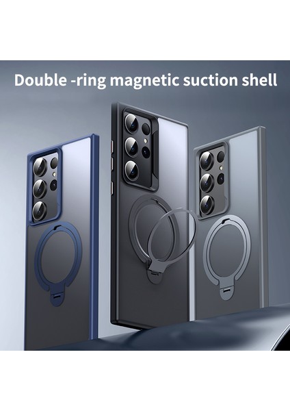 Samsung Galaxy S23 Ultra Telefon Kılıfı Için Çift Mıknatıs Yüzükler Tpu + Pc Telefon Arka Kapak Magsafe-Turuncu ile Uyumlu (Yurt Dışından) modelleri