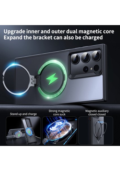 Samsung Galaxy S23 Ultra Telefon Kılıfı Için Çift Mıknatıs Yüzükler Tpu + Pc Telefon Arka Kapak Magsafe-Turuncu ile Uyumlu (Yurt Dışından) fırsatları