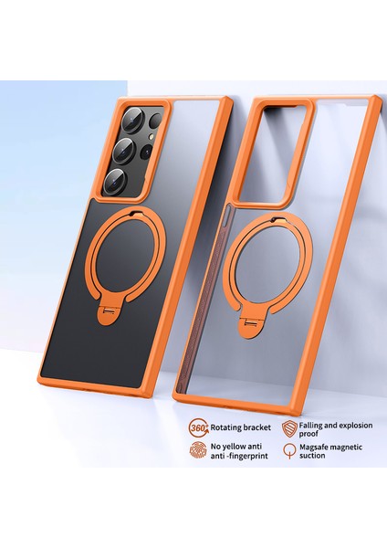 Samsung Galaxy S23 Ultra Telefon Kılıfı Için Çift Mıknatıs Yüzükler Tpu + Pc Telefon Arka Kapak Magsafe-Turuncu ile Uyumlu (Yurt Dışından) indirimleri