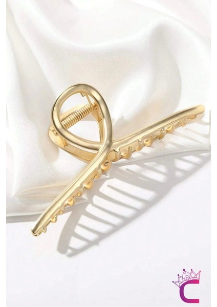 Sade Şık Klasik Model Gold Metal Kadın Mandal Toka 11.5cm- Hediyelik Zarif Mandallı Saç Topuz Tokası fiyatları