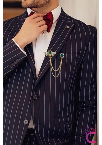 Yeşil Zümrüt Kristal Taşlı Zincirli Arı Tasarım Broş - Hediyelik Elbise Ceket Yaka Iğnesi Broş modelleri