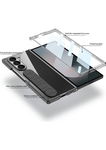 Samsung Galaxy Z Fold6 5g Şeffaf Kılıf Silikon Bileklik Sert Pc Telefon Kapak Ekran Filmi-Mavi Için (Yurt Dışından) modelleri