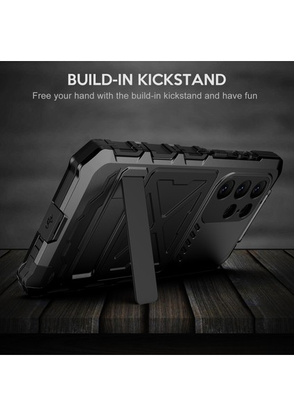 Samsung Galaxy S24 Ultra Kickstand Telefon Kılıfı Askeri Sınıf Darbeye Dayanıklı Kapak-Siyah (Yurt Dışından) indirimleri