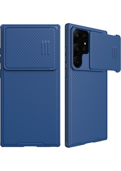 S Serisi Samsung Galaxy S23 Ultra Pc+Tpu Telefon Kılıfı Slayt Lens Koruması Düşmeye Dayanıklı Kapak-Mavi (Yurt Dışından)