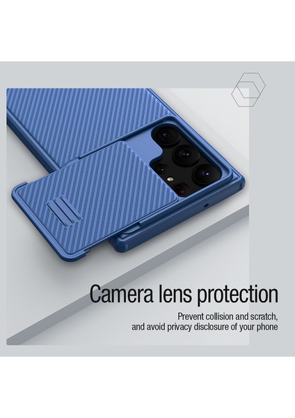 S Serisi Samsung Galaxy S23 Ultra Pc+Tpu Telefon Kılıfı Slayt Lens Koruması Düşmeye Dayanıklı Kapak-Mavi (Yurt Dışından) modelleri