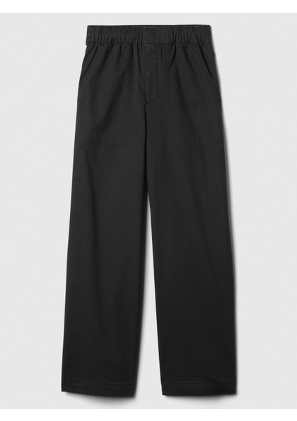 Kadın Siyah Mid Rise Easy Wide-Leg Khaki Pantolon fiyatları