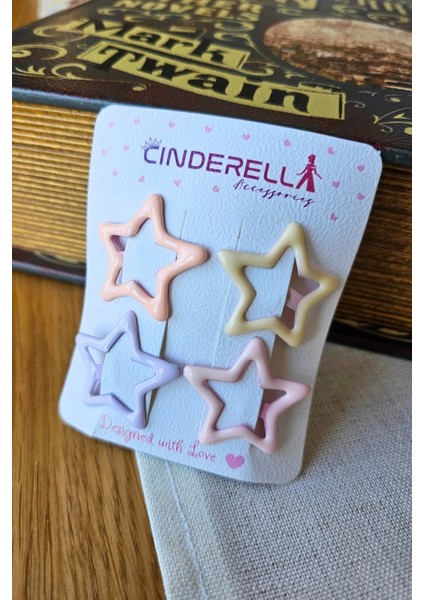 4'lü Parlak Soft Renkli Yıldızlı Çıtçıtlı Toka Seti 3.2cm - Kız Çocuk Bebek Çıt Çıt Yan Saç Tokası