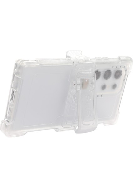 Samsung Galaxy S24 Ultra Slayt Kemer Kılıfı Kılıf Kickstand Mat Pc + Tpu Cep Telefonu Kapağı-Şeffaf (Yurt Dışından) modelleri