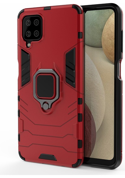 Samsung Galaxy A12 Için Serin Muhafız Pc+Tpu Hibrit Telefon Kılıfı Cep Telefonu Kapak Ring Kickstand-Red ile (Yurt Dışından) fiyatları