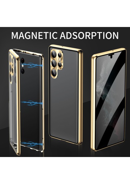Samsung Galaxy S24 Ultra Kılıf Anti-Spy Çift Taraflı Temperli Cam Manyetik Telefon Kapağı-Altın (Yurt Dışından) fırsatları