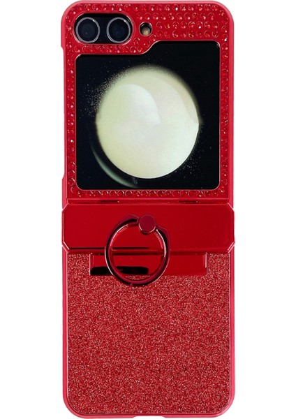 Samsung Galaxy Z Flip 5g Kılıfı Için Kickstand-Kırmızı ile Parlak Sert Pc Arka Kabuk (Yurt Dışından)