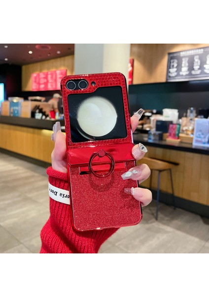 Samsung Galaxy Z Flip 5g Kılıfı Için Kickstand-Kırmızı ile Parlak Sert Pc Arka Kabuk (Yurt Dışından) fiyatları