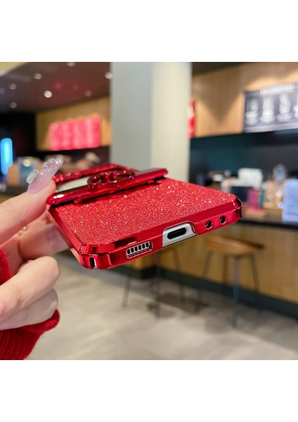 Samsung Galaxy Z Flip 5g Kılıfı Için Kickstand-Kırmızı ile Parlak Sert Pc Arka Kabuk (Yurt Dışından) modelleri