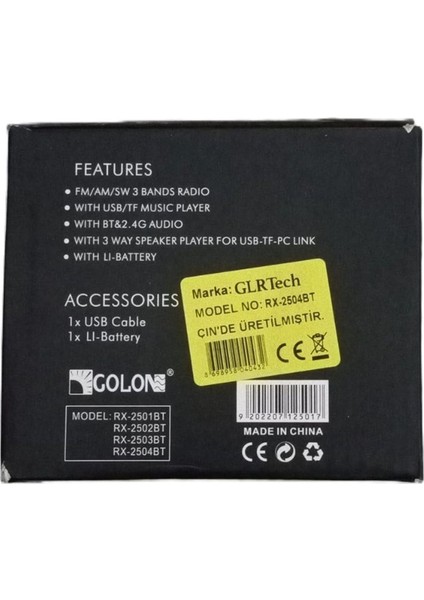 Kompakt Radyo RX-2503BT, Fm, 3 Bant, Usb, Hafıza Kartı, Bluetooth, Şık Tasarım modelleri