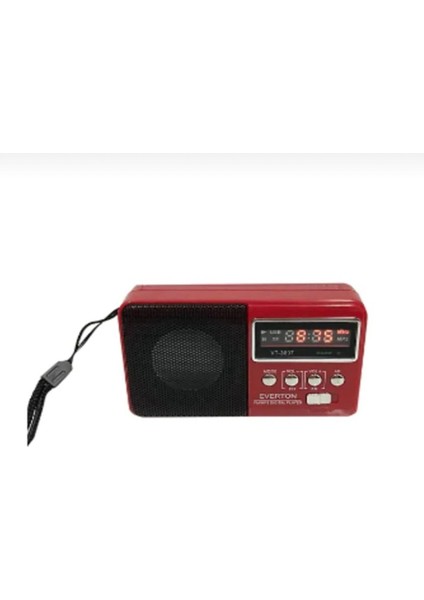 Kırmızı Dijital USB Şarjlı Nostaljik El Radyosu