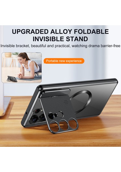Aroma Tasarım Alaşım + Akrilik Kılıf Samsung Galaxy S22 Ultra 5g Lens Koruma Kickstand Telefon Kapağı Magsafe-Siyah ile Uyumlu (Yurt Dışından) indirimleri