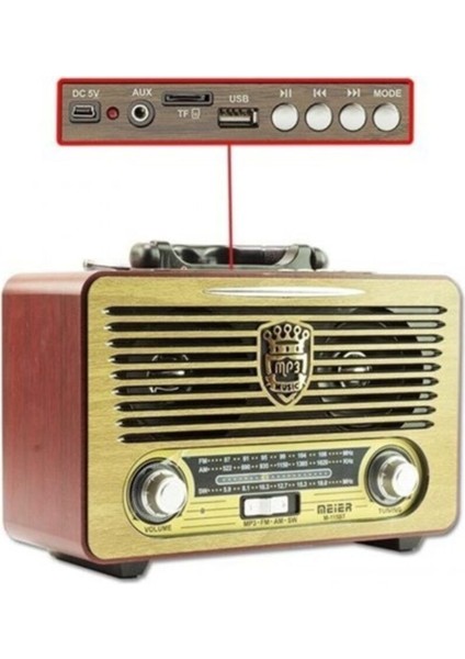 Krem Renkli Çok Fonksiyonlu Nostaljik Radyo, Usb, Sd ve Bluetooth Özellikli