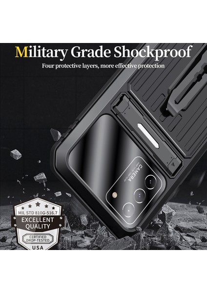 Samsung Galaxy S21+ 5g-Siyah Için Düşme Önleyici Tam Koruma Tpu+ Metal Hibrit Kılıf Temperli Cam Filmli ve Kayışlı Kickstand Kabuk (Yurt Dışından) fiyatları