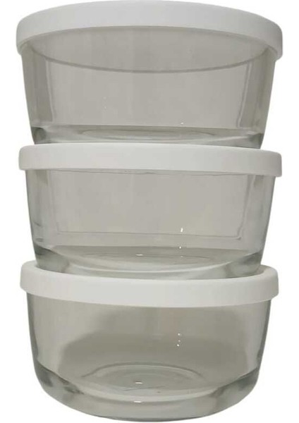 Beyaz Yuvarlak Saklama Kapları, 3'lü Set, 1490 Cc, Dayanıklı ve Şık Tasarım