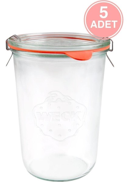 Turuncu 850 ml Cam Saklama Kavanozu Seti, 5'li Paket