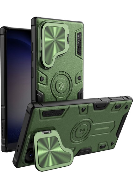 Samsung Galaxy S24 Ultra Kamera Kapağı Pc + Tpu Kapağı Için Armor Prop Kılıfı Magsafe-Green ile Uyumlu (Yurt Dışından)