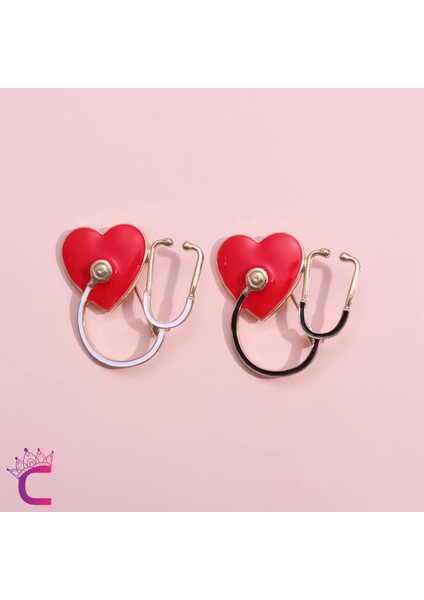 Kırmızı Kalpli Steteskop Doktor Broş - Hediyelik Sağlıkçı Hemşire Arkadaşa Ceket Yaka Iğnesi Broşu fiyatları