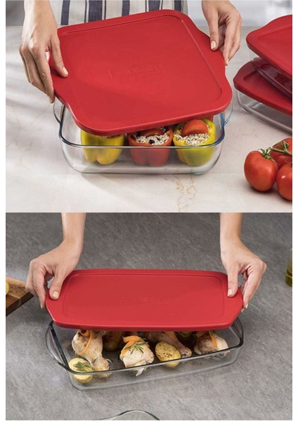 2 Adet Kapaklı Borcam Seti, Kırmızı, 3850 ve 3200 Cc, Şık ve Dayanıklı Tasarım