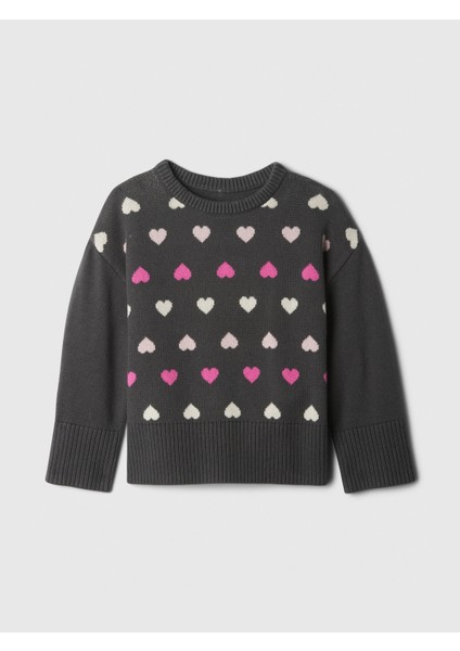 Kız Bebek Siyah babyGap 24/7 Bölünmüş Kenar Intarsia Kazak