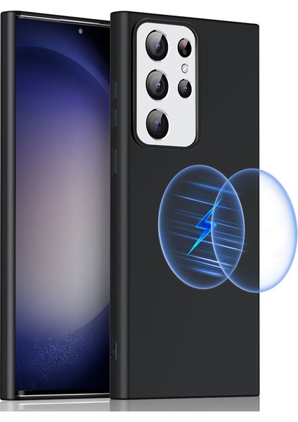 Liquid Serisi Samsung Galaxy S24 Ultra Kılıf Magsafe Uyumlu Kalu Tpu Arka Kapak-Siyah (Yurt Dışından)
